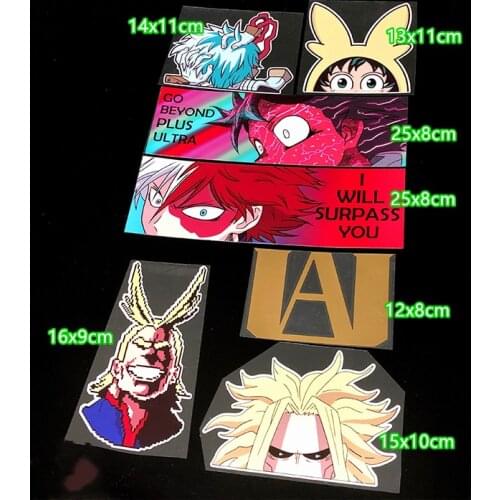 7PCS Motorbike Helmet Automobile Tail Window Stickers Car Styling Tape Decals for Anime Cartoon my hero