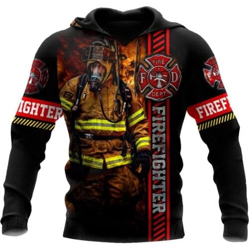 New fashion sweatshirt Brave Firefighter 3D All Over Printed Unisex Hoodie Sweatshirt Zip Pullover Casual Jacket