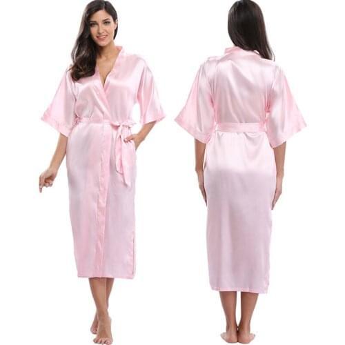 Witbuy New Sleep Tops Satin Robes Night Wear Robe Womens Pajamas Casual Kimono Intimate Sleepwear Coat Bathrobe Gown For Women
