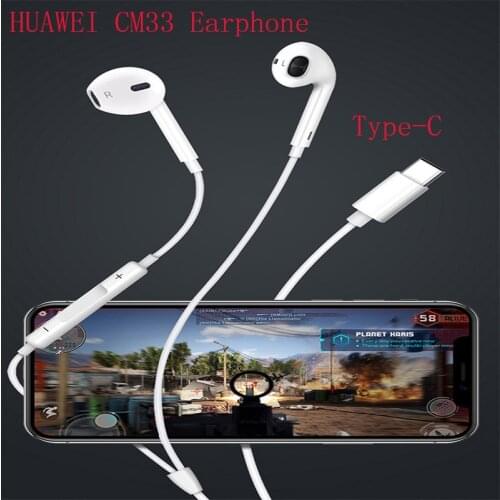 Original HUAWEI CM33 Earphone USB Type-C In Ear Hearphone Headset Mic Volume HUAWEI Mate 10 20 Pro 20 X RS P10 20 30 P20 Lite