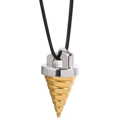 Gurren Lagann Necklace Drill Leather Chain Tengentoba Gulenlagan For Man Women Punk Jewelry Metal Drill Chic Jewelry Fashion