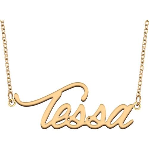 Tessa Name Necklace for Women Stainless Steel Jewelry 18k Gold Plated Nameplate Pendant Femme Mother Girlfriend Gift