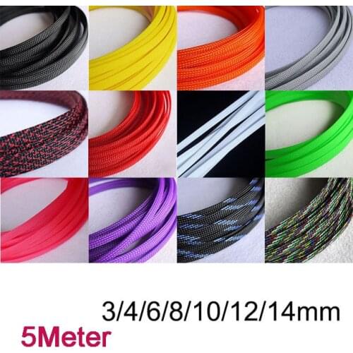 5/10M Cable Sleeve Insulated Braided Sleeve 3/4/6/8/10/12/14mm Expandable PET Cable Sleeves Wire Protection