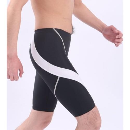 KEEP DIVING Professional Men Competitive Swim Trunks Shark Skin Swimwear Brand Solid Jammer Swimsuit Fifth Pant Plus Size