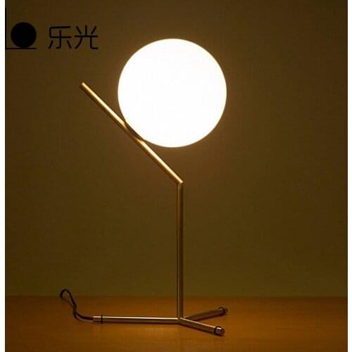 Simple North America style retro iron art glass ball table lamp study desk lamp fashion desk lamp bedroom bedside lamp