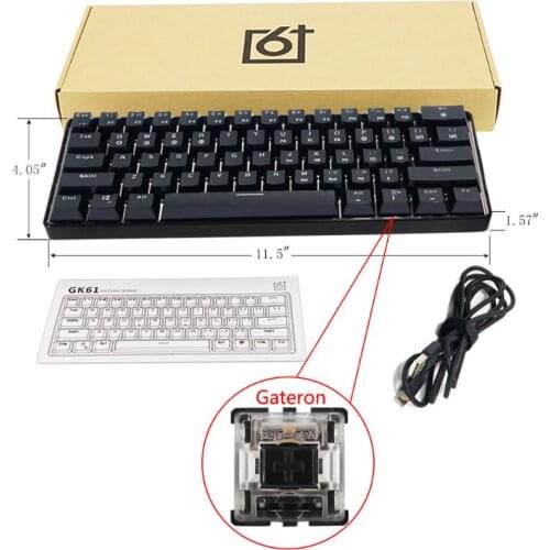 RGB LED Backlit Wired Mechanical Keyboard,Portable Compact Waterproof Mini Gaming Keyboard 61 Keys Gateron Switchs for PC Mac