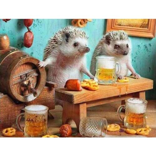 DIY Painting By Numbers Hegehog Animals Coloring By Numbers Wall Art Canvas Picture Hand Painted Modern Room Decoration 40x50cm