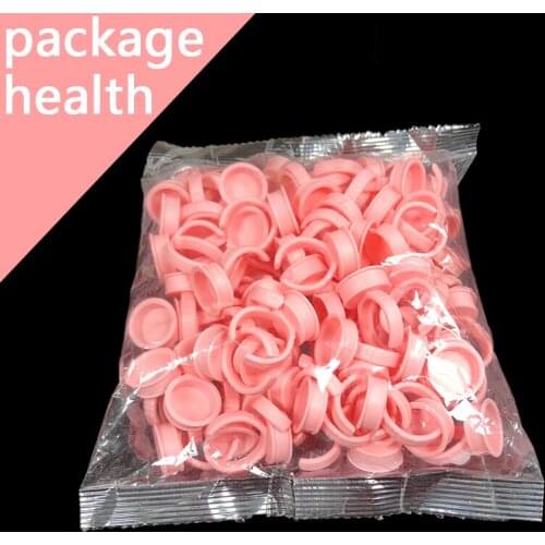 Pink Disposable Anel Batoque Microblading Tattoo Ink Ring Cap Pigment Cups for Grafting Eyelash Glue Container Holder