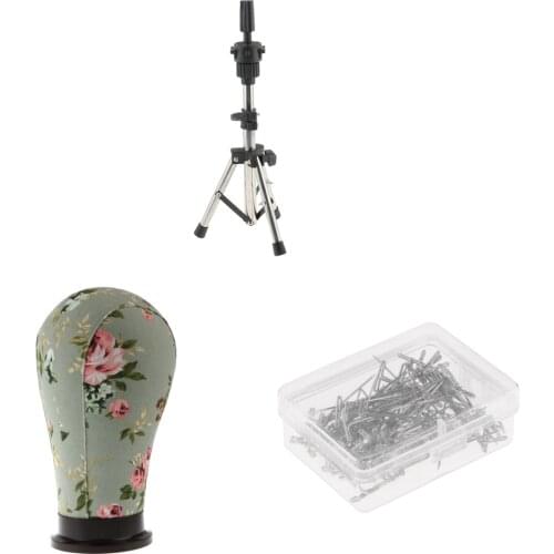 22" Cork Canvas Block Mannequin Head Wig Making+Tripod Stand Holder+T Pins