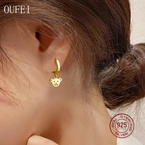 Cute Bear Earring 925 Sterling Silver Fashion Luxury Accessories Women Earrings Small New 2021Fine Jewelry Girl Gift