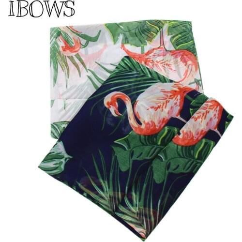 IBOWS 45*150cm Silk Chiffon Fabric Flamingo Printed Fabric for DIY Dress Clothes Hair Accessories Home Textile Curtain Material