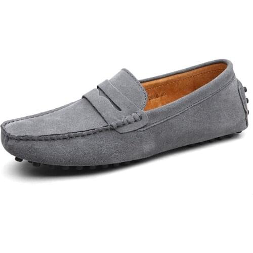 Y169 Mens Casual Shoe Hot Sale Fashion Men Genuine Leather Loafers Moccasins Slip On Comfortable Flats Male Driving Shoe Size 49
