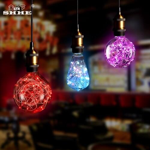 Vintage Edison LED Bulb E27 85V-265V Retro Lamp Filament light Copper Wire String Incandescent Light Lampada decor Holiday light