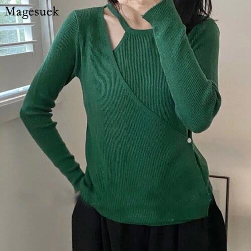 Long Sleeve Knitted Pullover Sweater Women 2021 Autumn Loose Jumper Woman Sweaters Tops Slim Casual Winter Clothes Women 16429