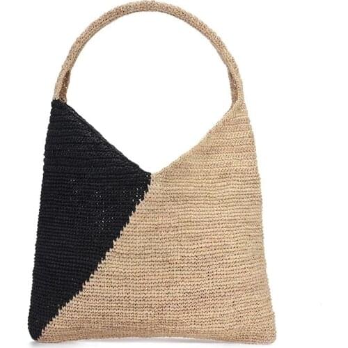 Hand-woven straw bag womens hand-woven raffia bag simple and versatile seaside vacation shoulder bag women