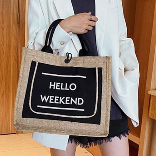 European Style Linen Cotton Tote Handbags Women Female Large Capacity Daily Use Shopping Bag Shoulder Bag Large Capacity Handbag