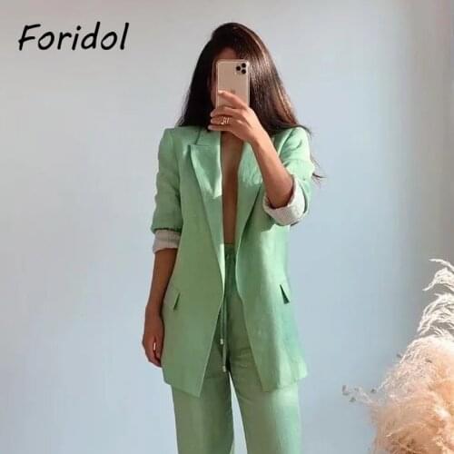 Foridol Striped Oversized Blazer Coat Office Ladies Elegant Autumn Winter Loose Blazer Jacket 2021 New Coat
