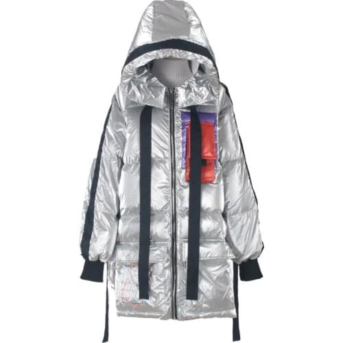 2021 Hooded White Duck Down Coat Winter Jacket Women High Quality Long Pocket Fashion Warm Parkas Female Streetwear Clothing New