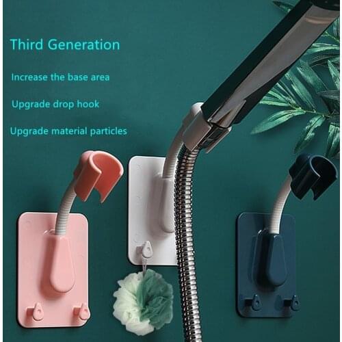 1pc 360 Shower Head Holder Adjustable Self-Adhesive Showerhead Bracket Wall Mount With 2 Hooks Stand SPA Bathroom Universal ABS