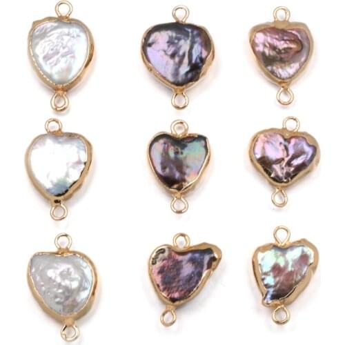 1pcs Selected Natural Freshwater Cultured Heart-Shaped Pearl Connectors Are Suitable For Ladies' DIY Jewelry Decoration