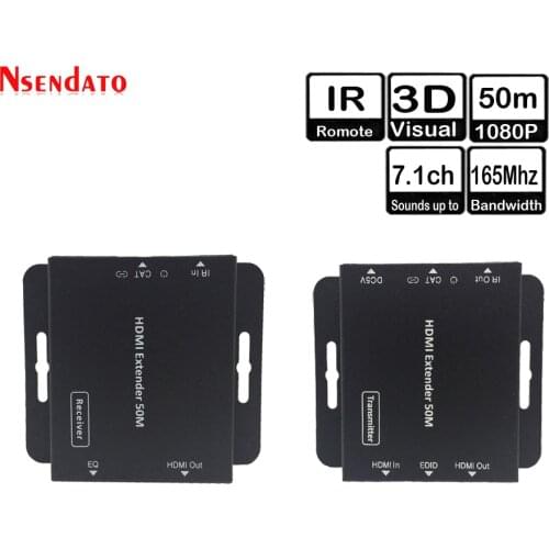 1080P HDMI Extender Transmitter Receiver over Cat 5e/6 IR EDID Cable RJ45 LAN Ethernet up to 50m for HDTV Monitor Projector