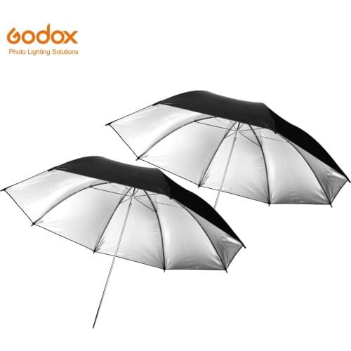2PCS Godox Professional 43" 108cm Black Silver Reflector Umbrella for Photography Studio Light Flash