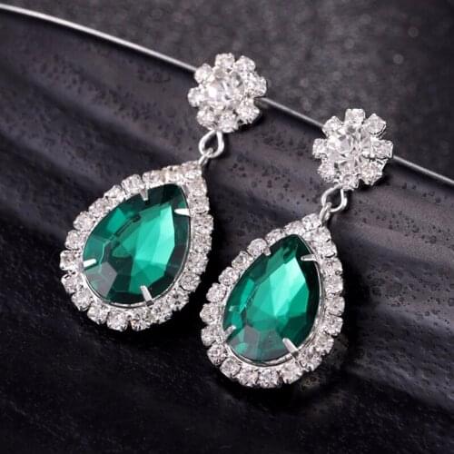 2017 Glamor Fashion Shiny Rhinestone Crystal Acrylic Pendant Earrings Bridal Wedding Accessories Valentines Day Gift 171123-8