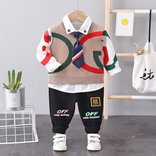 2021 Spring Autumn Baby Clothing Sets Children Boys/Girls Tracksuits Kids Brand Sport Suits Kids Cotton Vest+Shirt+pants 3pc Set