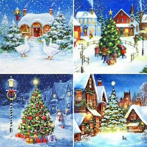 5D Full Diamond Embroidery Christmas Tree DIY Picture Rhinestones Diamond Painting Cartoon Handmade Gift Home Decoration