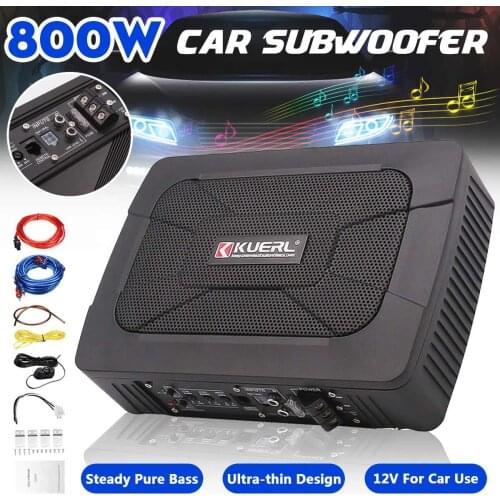 800W HIFI Slim Under-Seat Super Bass Car Subwoofer Powered Car Speaker Subwoofer Amplifier Speaker Audio Processor Music Player