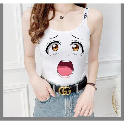 Pikachu T-shirt Short 3D Chest-Flattering Big Female Main Live Broadcast Top Clothes Strap Tight Sexy Vest Base Qixi