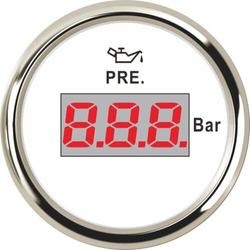 1pc Digital Oil Pressure Gauges 52mm 0-10Bar Oil Pressure Meters LCD Display Waterproof IP67 Red Backlight for Car Truck