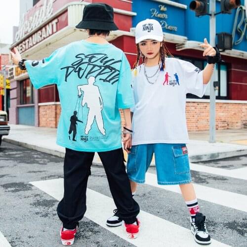 Childrens Day Hip Hop Dance Clothes For Kids Summer Short Sleeved Loose Pants Hiphop Rave Clothes Jazz Street Dance Wear DN8368