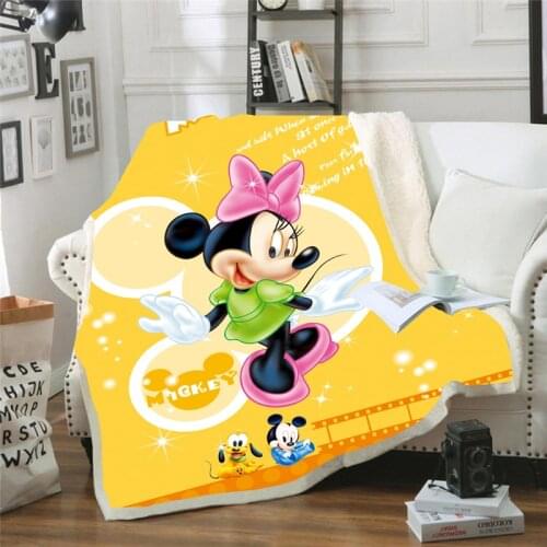 Disney Cartoon Minnie Mouse Fleece Lamb Fleece Four Seasons Warm Childrens Blanket Kids Children Throw Sofa Mat Sheets Gift