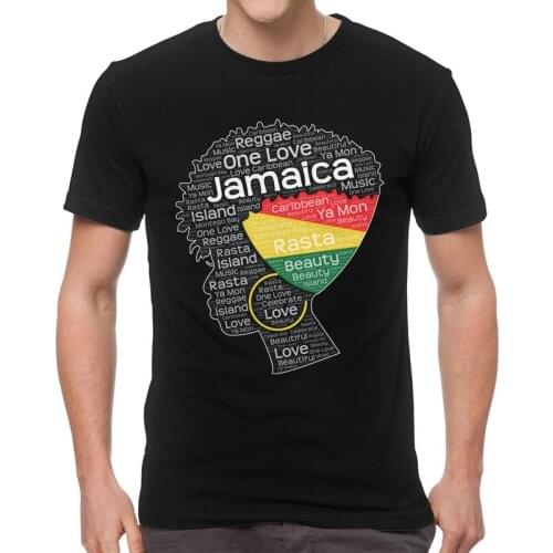 Jamaica Jamaican Woman Afro Puff T-shirt Men Novelty T Shirt Short Sleeve Afro Word Art Tshirt Cotton Tee Top Clothes