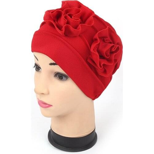 Muslim Women Flower Cotton Turban Hat Cancer Chemotherapy Chemo Beanies Headwear Head Wrap Hair Accessories