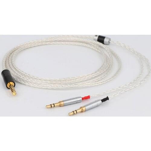 Preffair Hi-end OCC Silver Plated HiFi headphone cable earphone cable 4.4MM Balanced Male to 2x3.5MM plug For Classics Sony