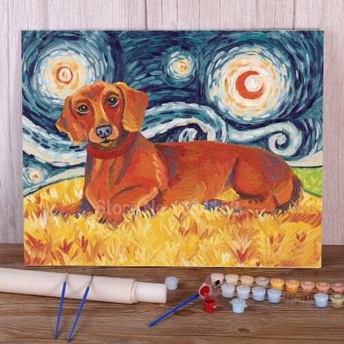 Animal Dachshund DIY Painting By Numbers Set Acrylic Paints 40*50 Paiting By Numbers Decorative Paintings Kids Handicraft