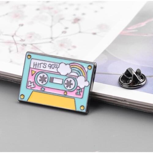 Colorful Cassette Tape Enamel Pin HITS 90s Nostalgia Music Brooch Songs Lapel Pin Badge Jewelry Gift For Friends