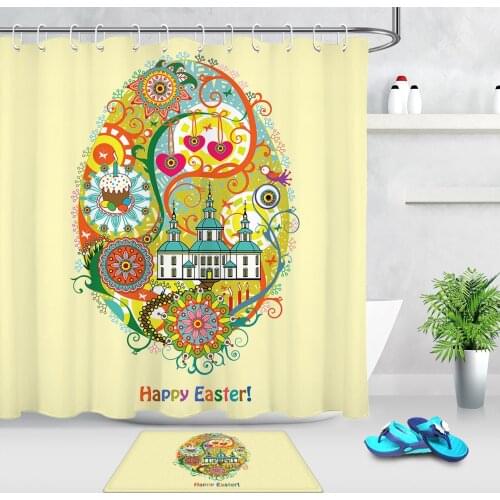 Creative Easter Egg Shower Curtain Cake Mandala Pattern Waterproof Bathroom Curtain Abstract Polyester Bath Curtains With Hooks