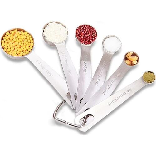 6Pcs 15/7.5/5/2.5/1.25/0.63ml Measuring Spoons Set Stainless Steel Measure Scoops Baking Coffee Measuring Spoon Kitchen Tools