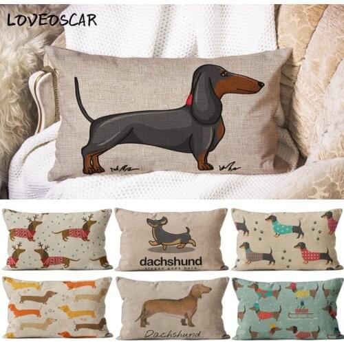 Dachshund Sausage Hot Dog Housse De Coussin Cojin 30x50 Children Cushion Cover Rectangular Pillow Case Ornamental Living Room