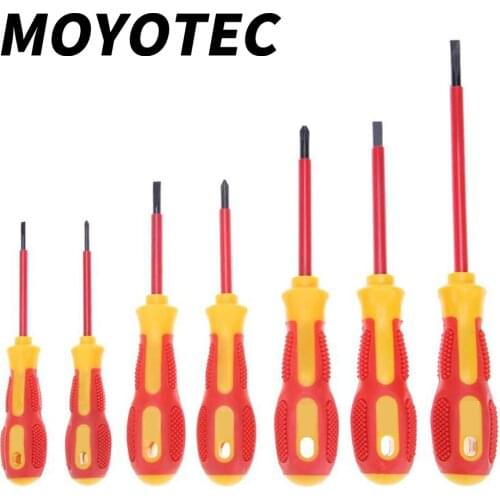 MOYOTEC 7Pcs Slotted / Cross Shaped Screwdrivers Hand Tools / Multi Specification Screwdrivers / Household Repair Tools / Insula