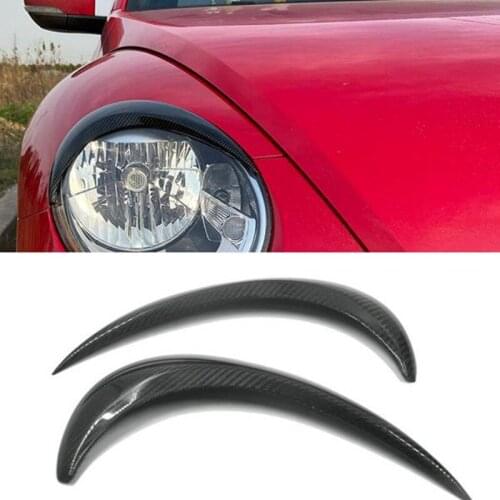 Real Carbon Fiber Front Headlight Eyelids Eyelashs Covers for -Beetle 2012-2019 Head Light Eyebrows Trim