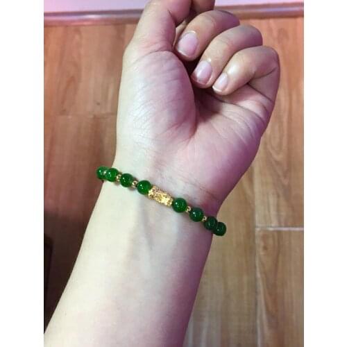 Natural Russian jasper bracelet. 14K gold accessories and 24K gold brave. does not fade, the metal color is very shiny