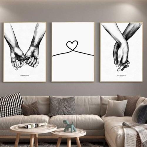 Nordic Back White Style Sweet Love Wall Art Canvas Poster Minimalist Print LOVE Quotes Painting Picture for Living Room Decor