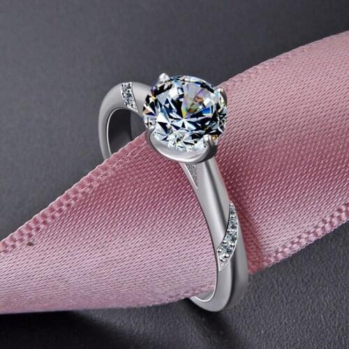 New high-end Firm Shiny simple wedding ring proposal girlfriend gift zircon s925 sterling silver ladies fashion round claws