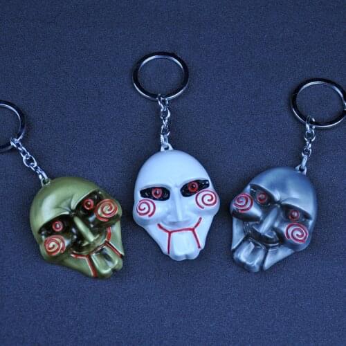 Horror Movie Saw Jigsaw Killer Billy Doll Mask Alloy Keychain Key Chains Keyring Key Chain Accessories
