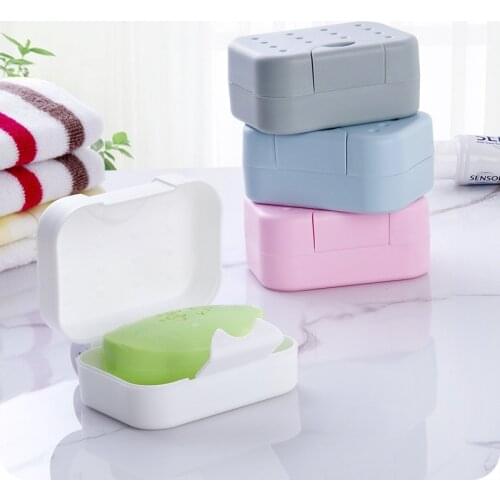 Travel Portable Soap Box with Lid Bathroom Sealed Waterproof Dustproof Soap Holder Container with Absorbent Sponge Pad Soap Dish