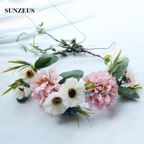 Romantic Bohemia Flowers Garland Beach Wedding HeadWear Handmade Bridal Headband Bridesmaid Girls Accessory SQ229